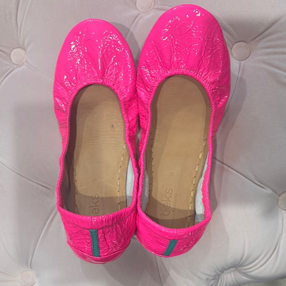 Tieks Pink Ballet Flats with Glossy Finish